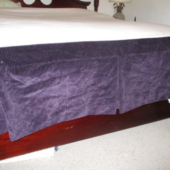 Custom made new designer bed skirt corduroy king purple model home - Picture 5 of 14